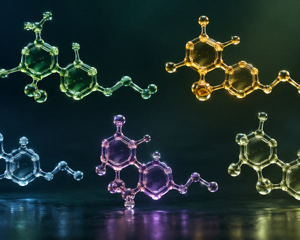 Illustration conceptuelle des principales molécules cannabinoïdes
