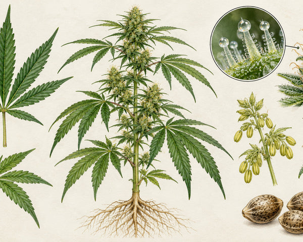 Illustration de l'article : Anatomie du chanvre : feuilles, fleurs, trichomes et graines