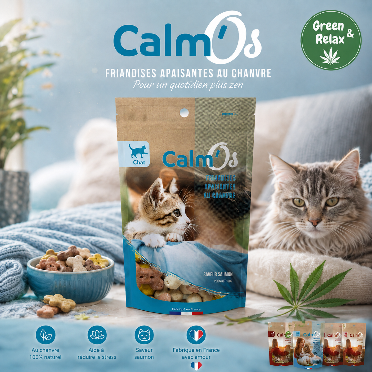 calm'os Friandise au chanvre pour chat 100g