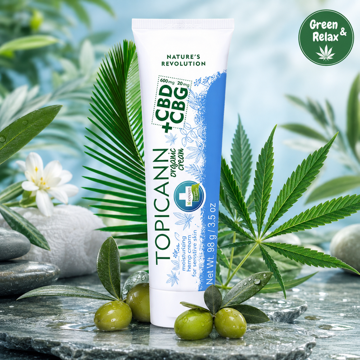 TOPICANN Crème au CBD + CBG – Peaux sèches et sensibles