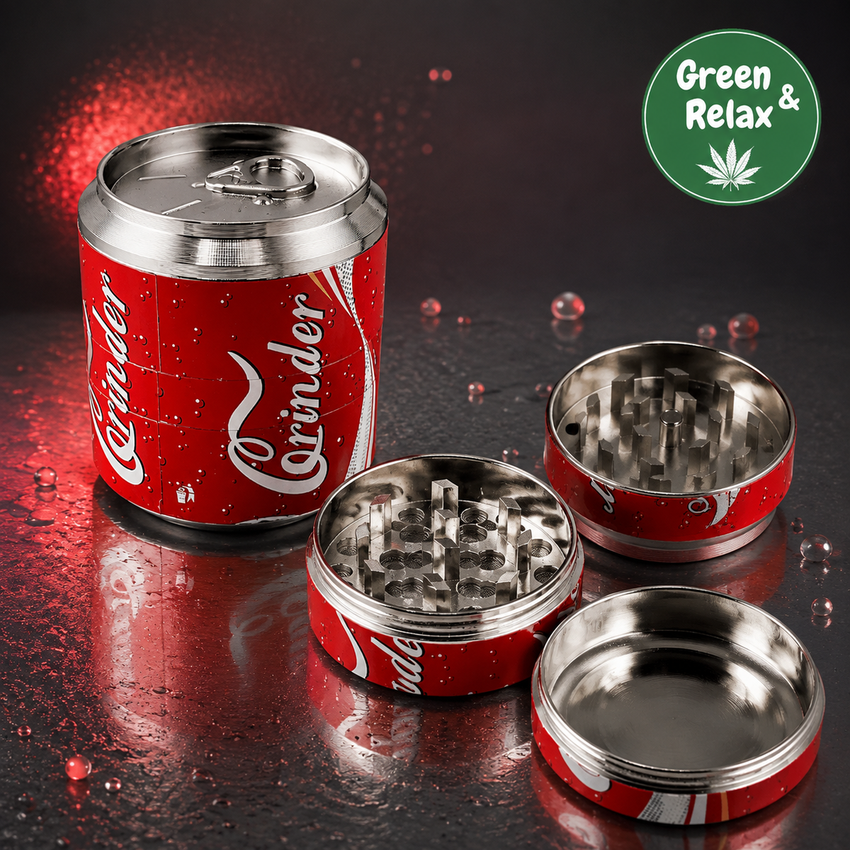 Grinder Canette Cola – Métal 4 Parties avec Tamiseur