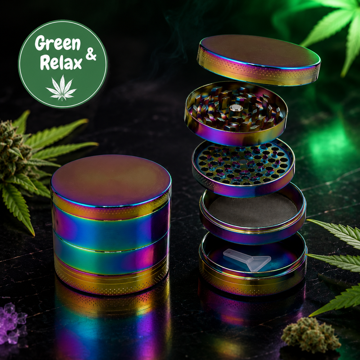 Grinder Rainbow – Métal 4 Parties avec Tamiseur