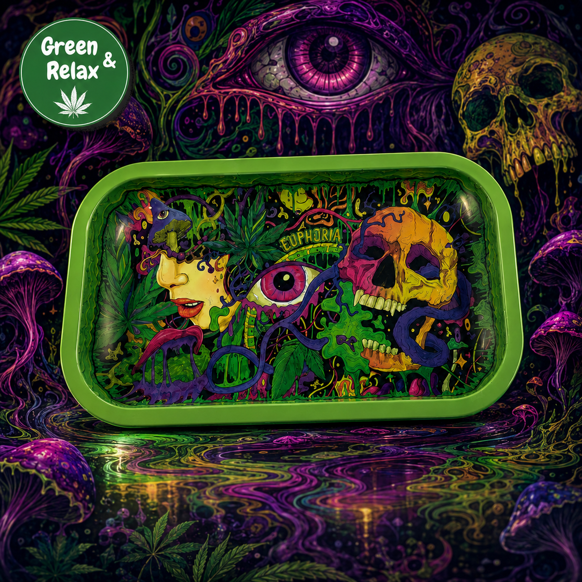 Petit Plateau Fumeur – Euphoria Skull & Nature Psychédélique