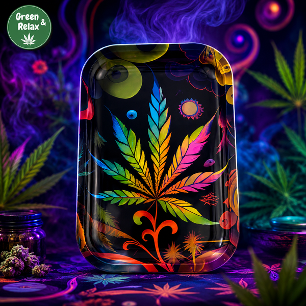 Plateau Fumeur – Feuille Arc‑en‑Ciel Psychédélique