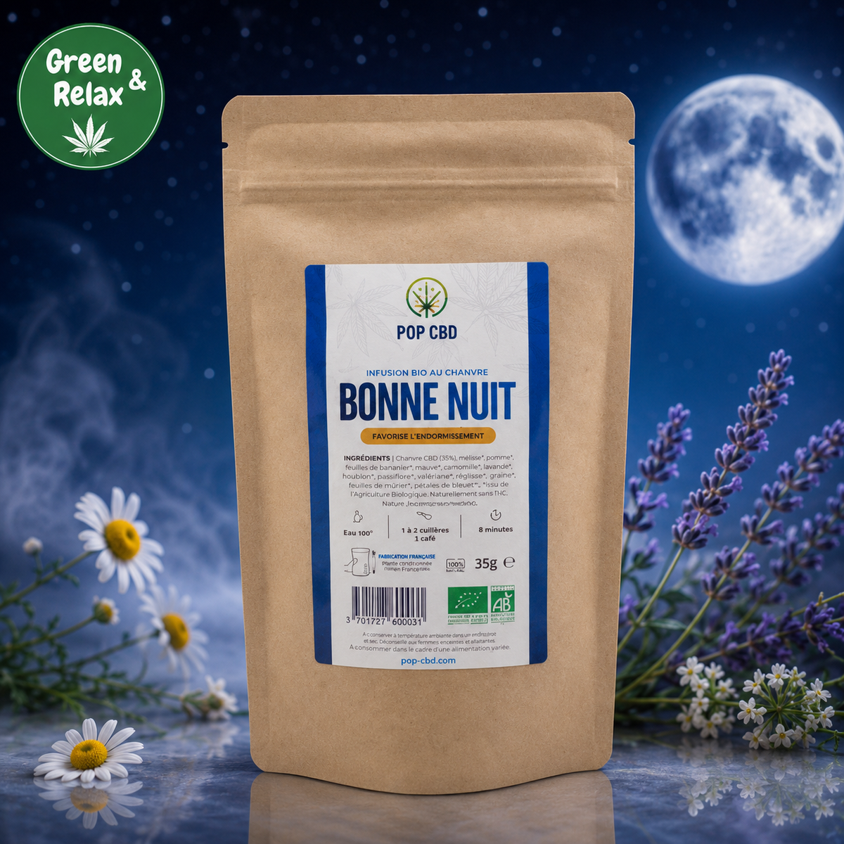 Infusions & Thés Bio Pop CBD – Saveur Bonne nuit