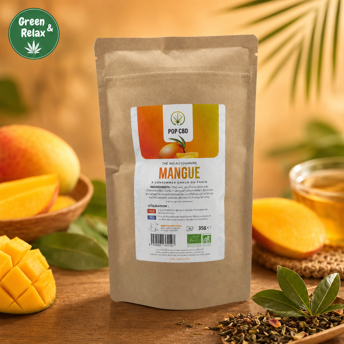 Infusions & Thés Bio Pop CBD – Saveur Mangue