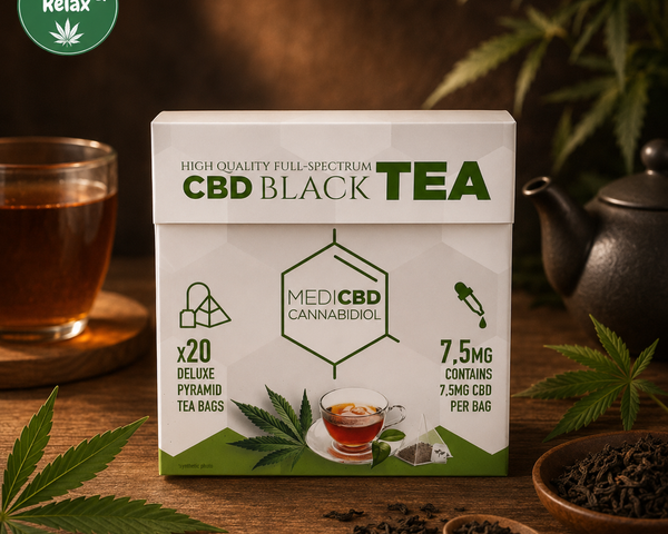 Thés CBD MediCBD – Black Tea & Green Tea – 7,5 mg