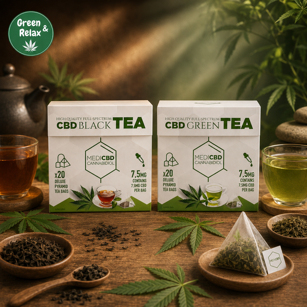 Thés CBD MediCBD – Black Tea & Green Tea – 7,5 mg