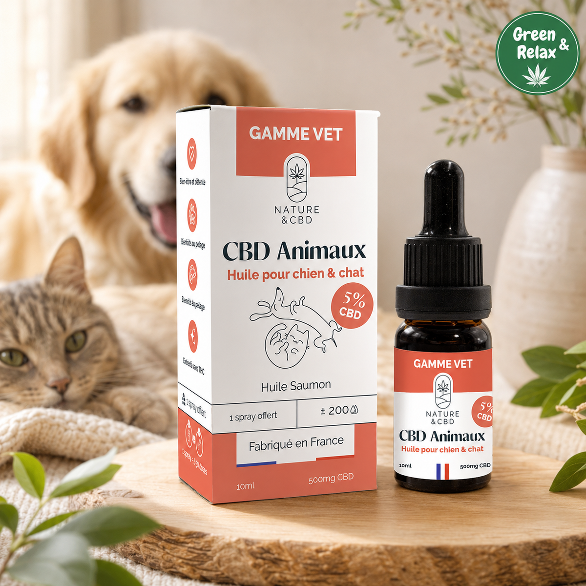 Huile CBD Chien & Chat – Huile de Saumon – 5 % CBD
