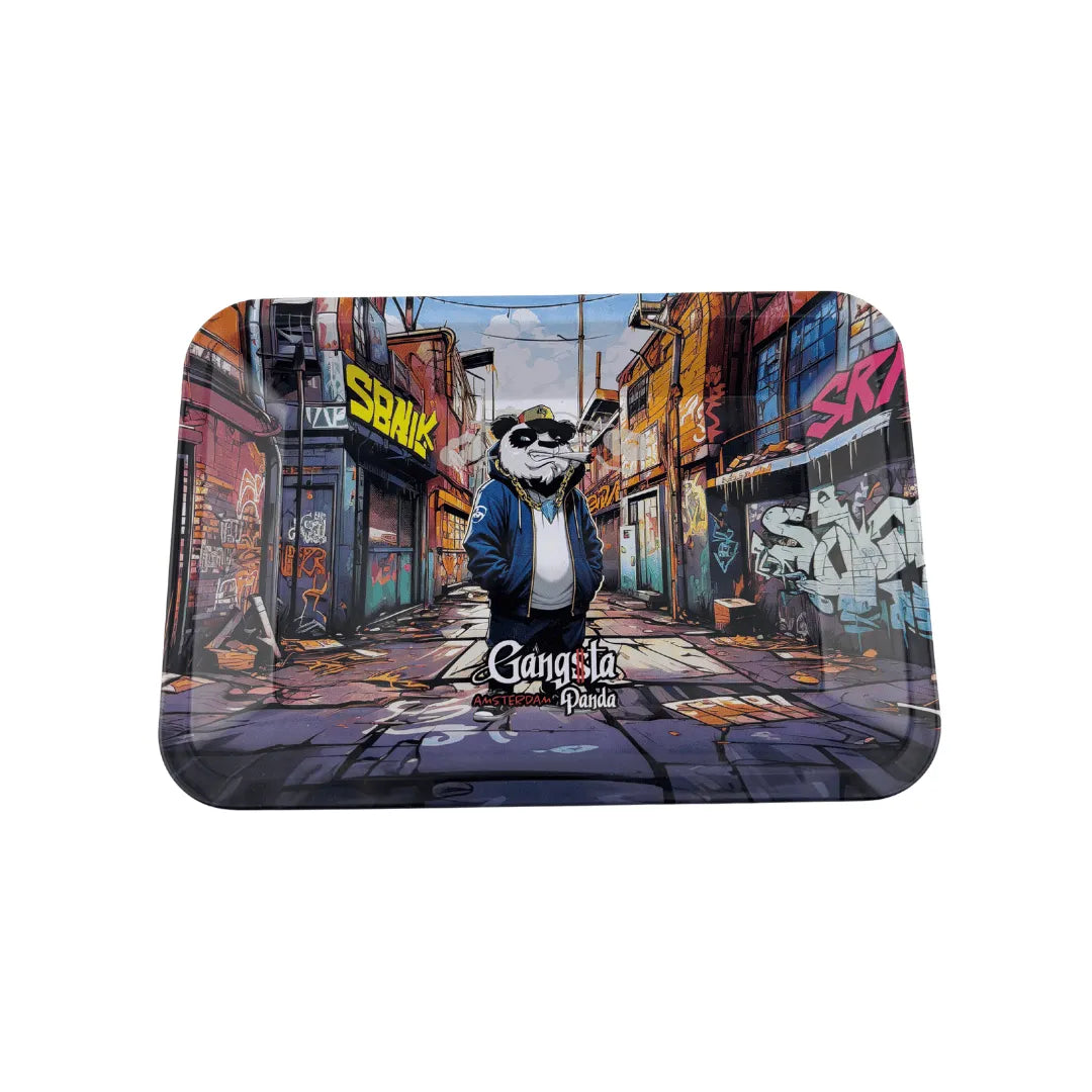 Plateau fumeur design Gangsta Panda Amsterdam en format rectangulaire pour accessoires CBD à Metz