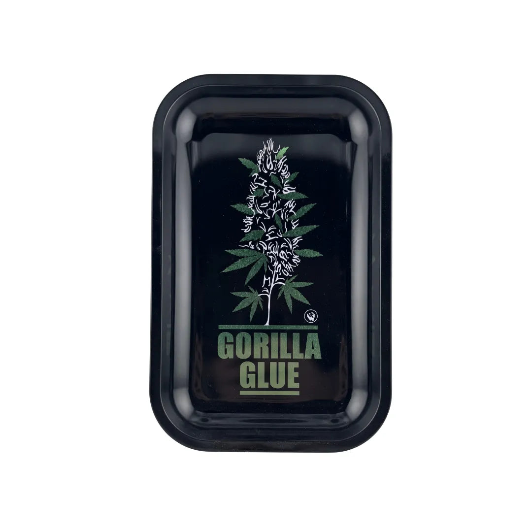 Plateau fumeur design Gorilla Glue avec illustration de plante de chanvre en format vertical pour accessoires CBD à Metz