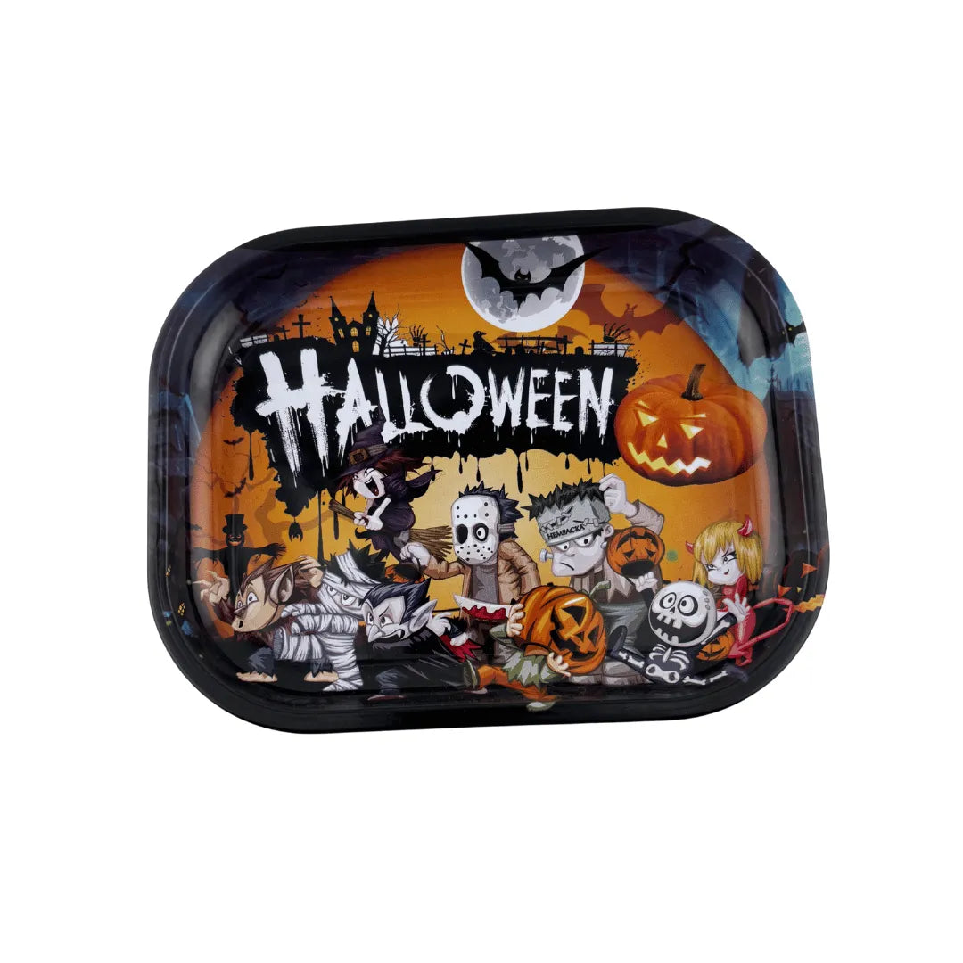 Plateau fumeur design Halloween Party en format rectangulaire pour accessoires CBD à Metz