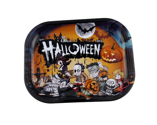 Plateau fumeur design Halloween Party en format rectangulaire pour accessoires CBD à Metz