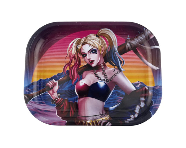 Plateau fumeur design Harley Quinn en format rectangulaire pour accessoires CBD à Metz