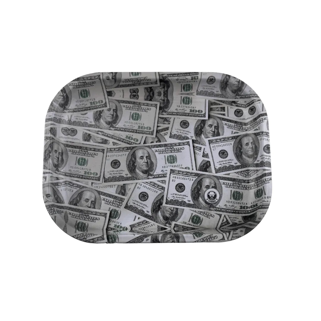 Plateau fumeur design billets de banque en format rectangulaire pour accessoires CBD à Metz