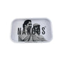 Plateau fumeur design Narcos en noir et blanc avec deux personnages iconiques en format rectangulaire pour accessoires CBD à Metz