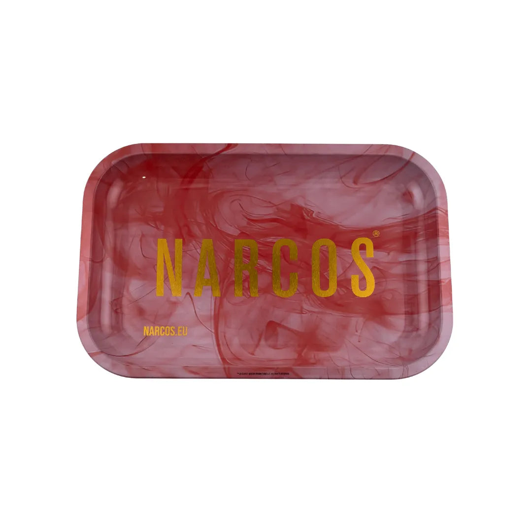Plateau fumeur design Narcos fond fumée rouge en format rectangulaire pour accessoires CBD à Metz