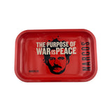 Plateau fumeur design Narcos rouge avec message « War Is Peace » en format rectangulaire pour accessoires CBD à Metz