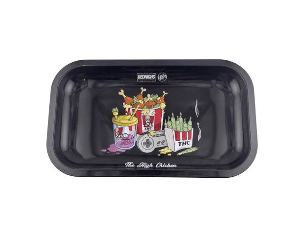 Plateau fumeur Red Highs design The High Chicken en format rectangulaire pour accessoires CBD à Metz