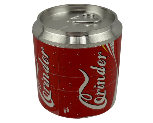 Grinder en métal 4 parties en forme de canette Coca Cola Cylinder avec effet soda et dessus argenté, idéal pour accessoires CBD à Metz