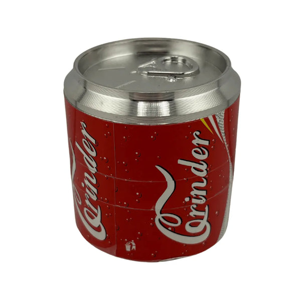 Grinder en métal 4 parties en forme de canette Coca Cola Cylinder avec effet soda et dessus argenté, idéal pour accessoires CBD à Metz