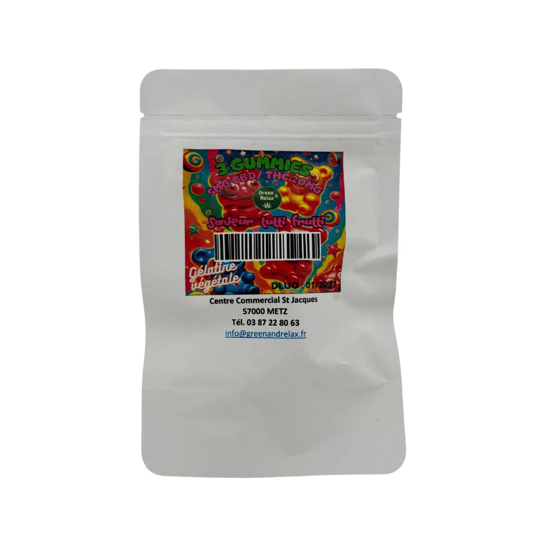 Gummies CBD Green & Relax saveur tutti frutti en sachet 3 unités pour une pause fruitée à Metz