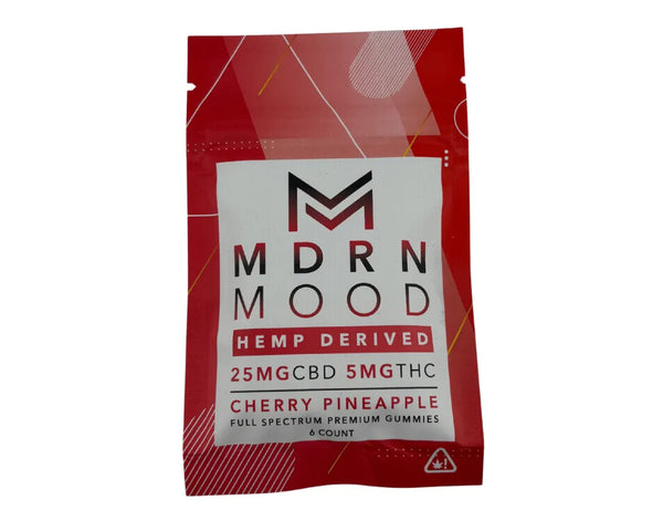 Gummies CBD MDRN Mood saveur cherry pineapple en sachet individuel pour un moment détente à Metz