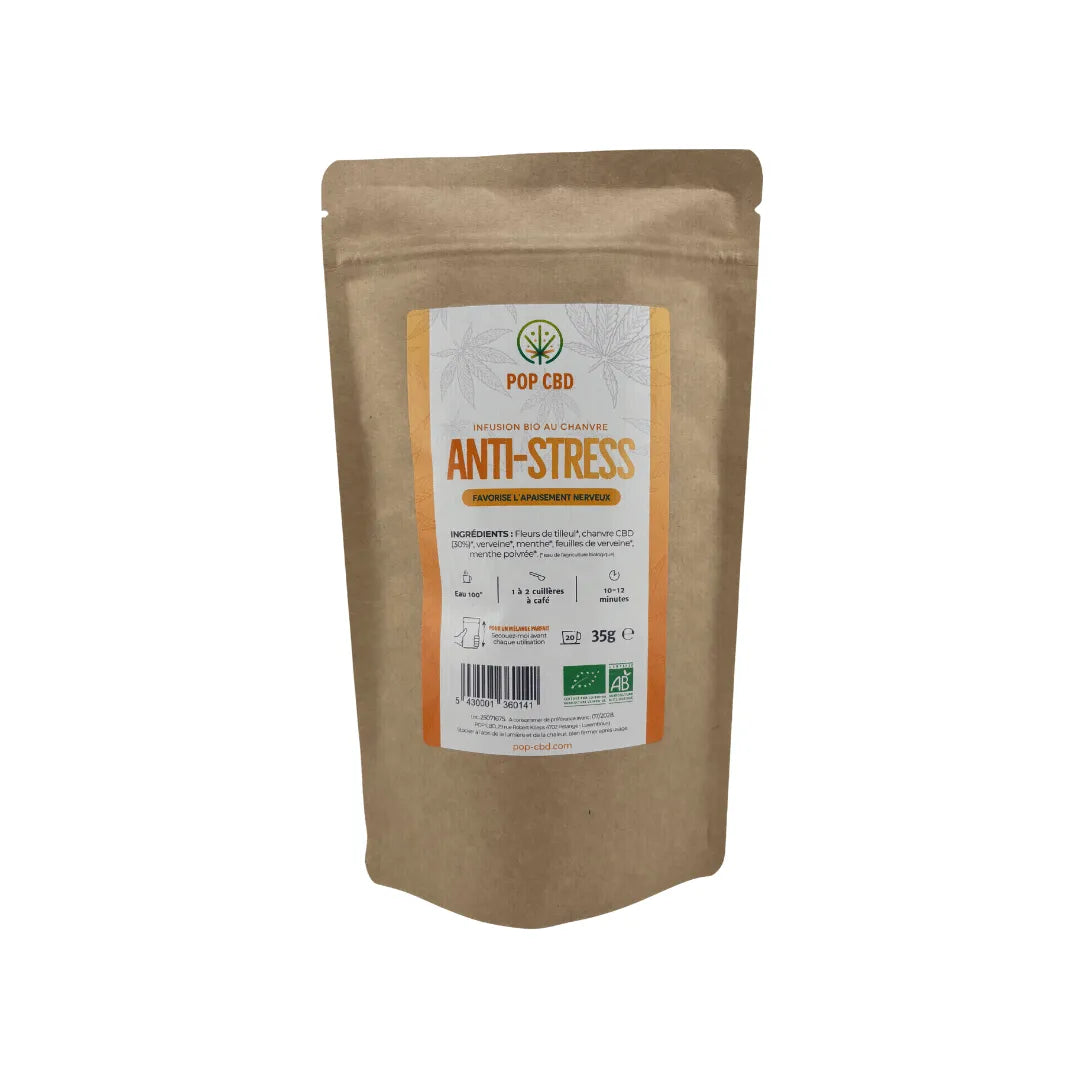 Infusion CBD bio Pop CBD anti-stress pour une pause relaxante à Metz