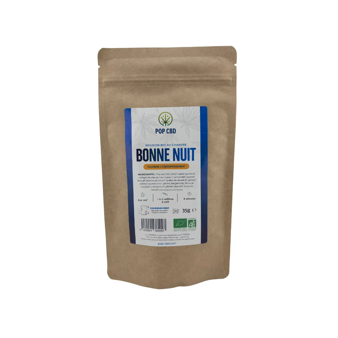 Infusion CBD bio Pop CBD bonne nuit pour une soirée apaisante à Metz