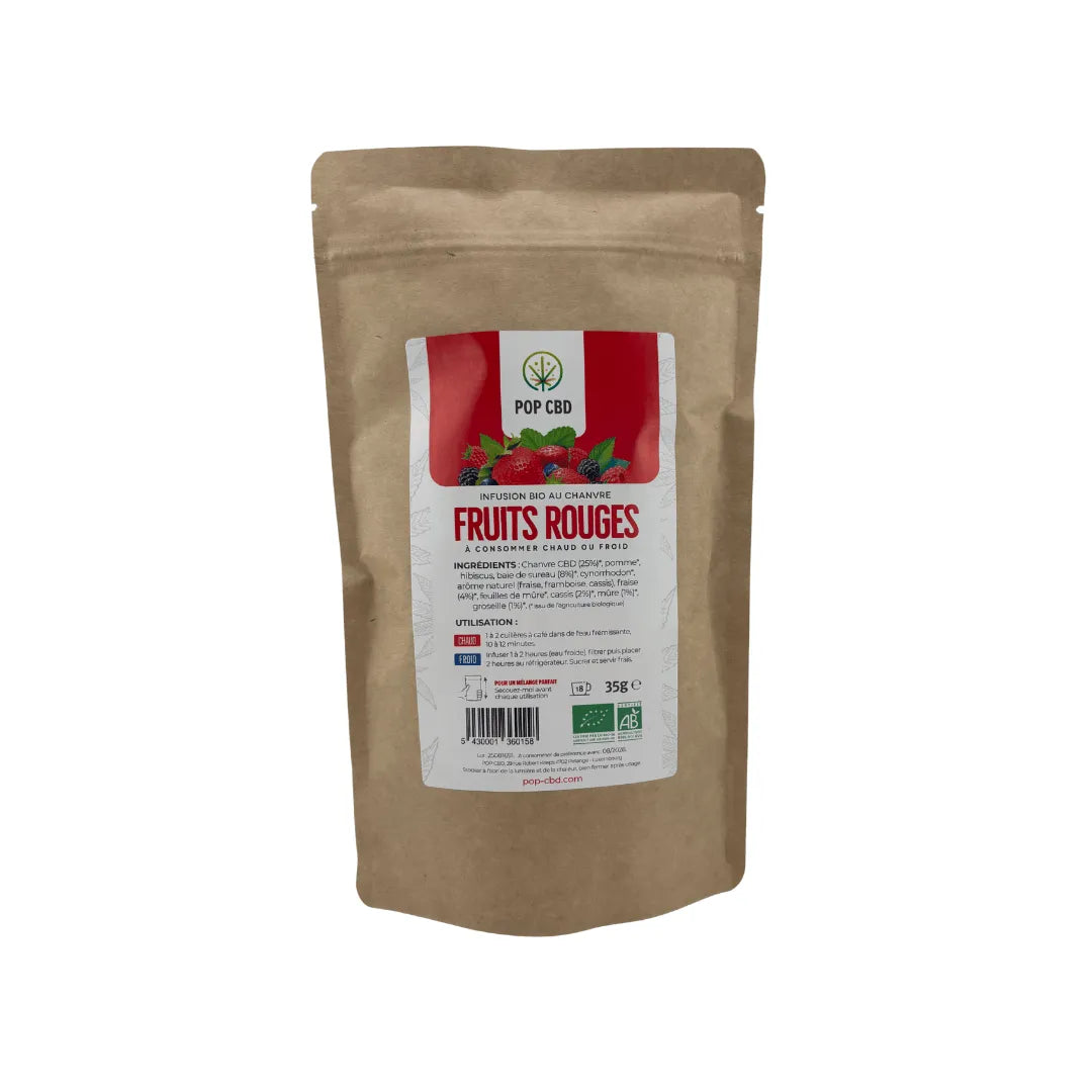 Infusion CBD bio Pop CBD fruits rouges pour une dégustation naturelle à Metz