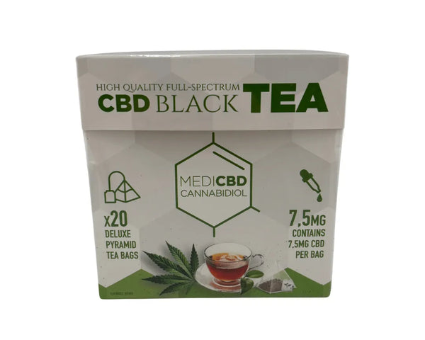 Thé CBD MediCBD Black Tea en sachets pyramidaux pour une dégustation naturelle à Metz