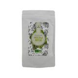 Sachet de maté bio au chanvre Citron Gingembre POP CBD, emballage doypack blanc avec illustrations fruits et plantes, label bio visible
