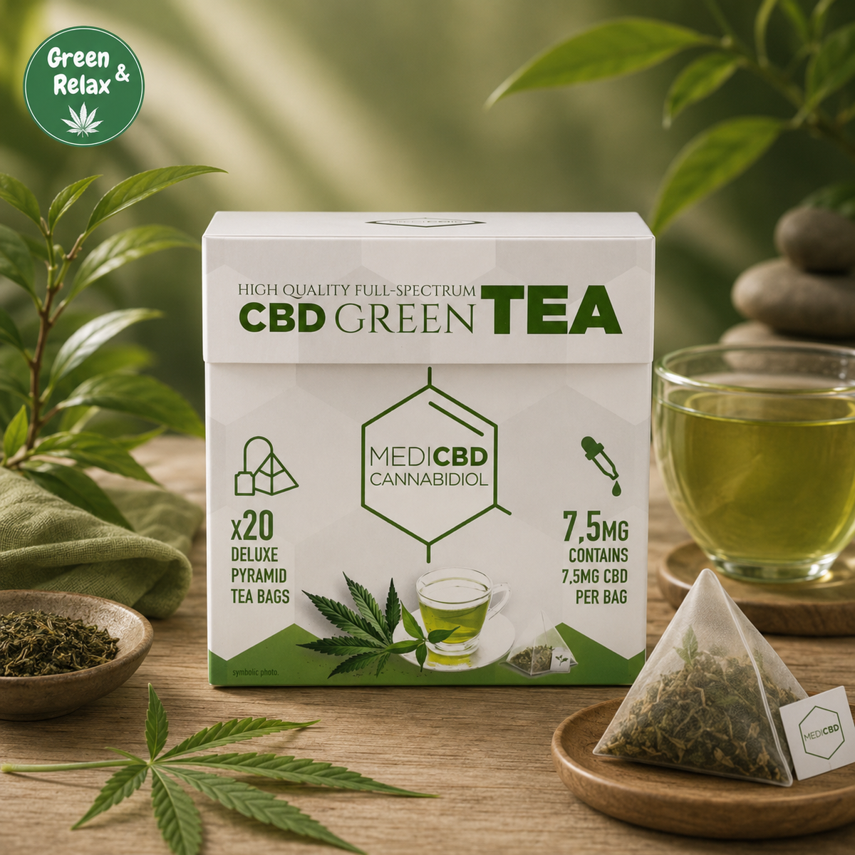Thés CBD MediCBD – Black Tea & Green Tea – 7,5 mg